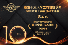 香港中文大学FMBA项目荣获中国商学院最佳金融MBA项目